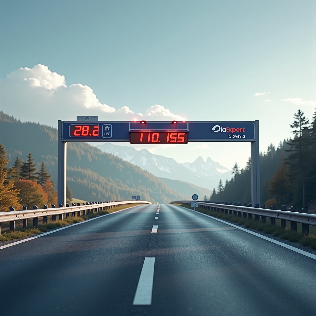 Slovakia Toll Road - DiaExpert Slovakia logo with road and toll sticker symbol