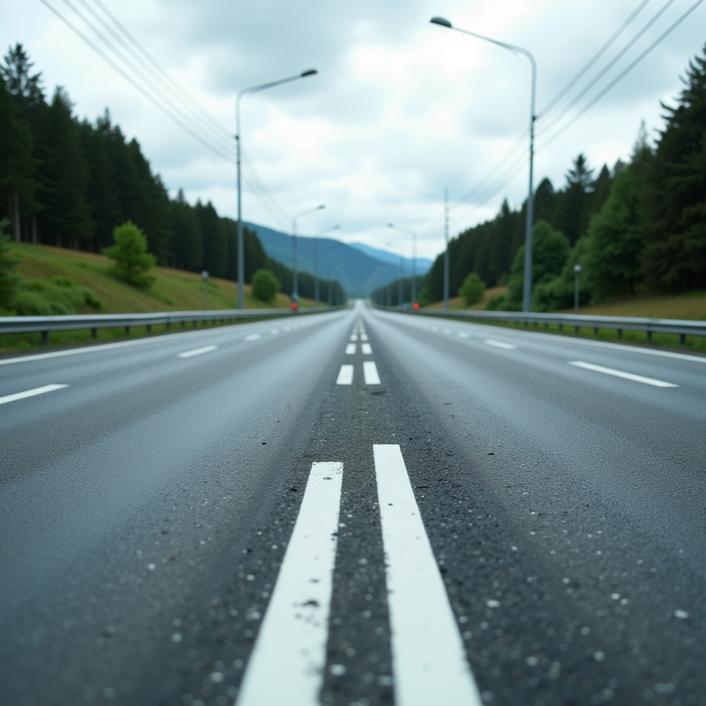 Moderná slovenská diaľnica s čistým povrchom a bezpečnostným značením, profesionálna údržba cestnej infraštruktúry